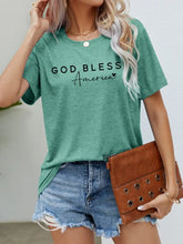 Green God Bless America T Shirt Short Sleeve Casual Womens Top Woman T Shirts