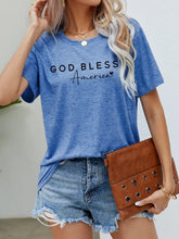 Green God Bless America T Shirt Short Sleeve Casual Womens Top Woman T Shirts