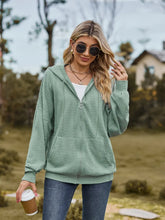 Green Hooded Cardigan with Long Sleeve Length and Zip Closure