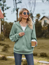 Green Hooded Cardigan with Long Sleeve Length and Zip Closure Woman Outerwear