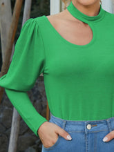 Green Long Sleeve Top with Back Cutout