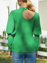Green Long Sleeve Top with Back Cutout Woman T Shirts