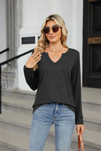 Green Long-Sleeve V-Neck Shirt for Women Black