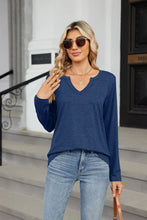 Green Long-Sleeve V-Neck Shirt for Women Navy