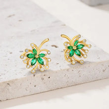 Ohrstecker aus Goldton mit Moissanit und grünen Marquise-Steinen