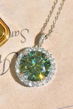 Green 1 carat moissanite halo pendant necklace with silver chain