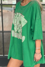 Green Oversized Lucky Graphic T Shirt for Women
