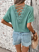 Green Pearl Embellished Lace Back Top for Women Woman T Shirts