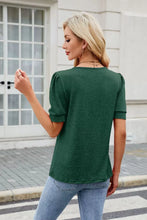 Green Pleated Puff Sleeve Blouse for Women