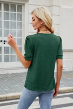 Green Pleated Puff Sleeve Blouse for Women Woman T Shirts
