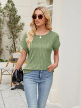 Green Ribbed Knit Top for Women Matcha Green Woman T Shirts