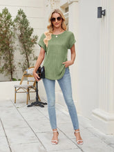 Green Ribbed Knit Top for Women