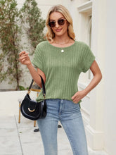 Green Ribbed Knit Top for Women