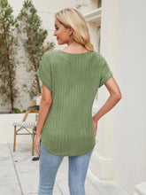 Green Ribbed Knit Top for Women