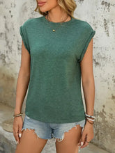 Green Rolled Sleeve Basic T Shirt for Women Woman T Shirts