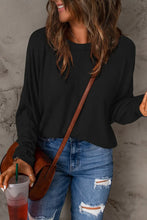 Green Round Neck Long Sleeve Shirt for Women Black