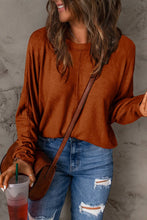 Green Round Neck Long Sleeve Shirt for Women Pumpkin