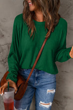 Green Round Neck Long Sleeve Shirt for Women Green