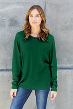 Green Round Neck Long Sleeve Shirt for Women