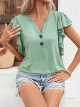Green Ruffled Sleeve Blouse for Women