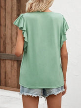 Green Ruffled Sleeve Blouse for Women