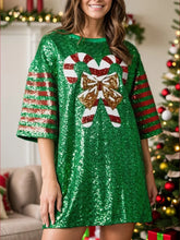Green Sequined Christmas Dress for Women Dark Green