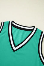 Green sleeveless basketball jersey with black and white trim, machine wash cold