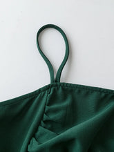 Green Spaghetti Strap Evening Dress in Polyester