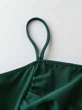 Green Spaghetti Strap Evening Dress in Polyester Evening Dresses