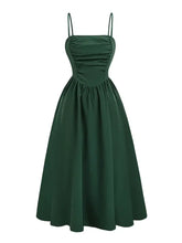 Green Spaghetti Strap Evening Dress in Polyester Evening Dresses