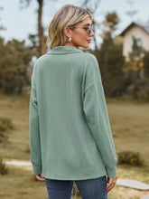 Green Textured Collared Long Sleeve Shirt for Women