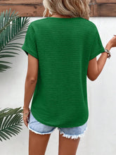 Green Textured V Neck Top for Women