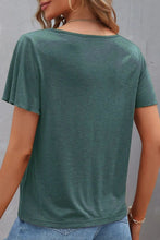 Green V-Neck Crisscross Short Sleeve Top for Women