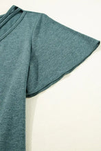 Green V-Neck Crisscross Short Sleeve Top for Women Woman T Shirts