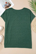 Green V-Neck Lace Detail Womens T-Shirt Woman T Shirts