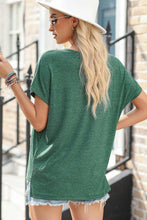 Green V-Neck Lace Detail Womens T-Shirt