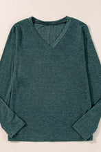 Green V-Neck Long-Sleeved Shirt for Women