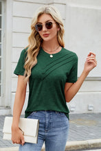 Green V-Neck T-Shirt with Decorative Buttons for Women Dark Green