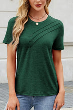 Green V-Neck T-Shirt with Decorative Buttons for Women