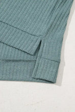 Green Waffle Knit V Neck Top for Women Woman T Shirts