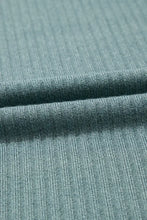 Green Waffle Knit V Neck Top for Women Woman T Shirts