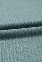 Green Waffle Knit V Neck Top for Women Woman T Shirts