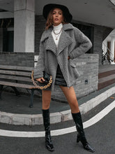 Black leather knee-high boots with chain and pointed toe for grey teddy bear coat