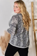 Hailey & Co Full Size Snakeskin V-Neck Long Sleeve Top Woman Blouses