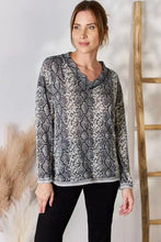 Hailey & Co Full Size Snakeskin V-Neck Long Sleeve Top Woman Blouses