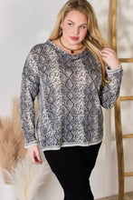 Hailey & Co Full Size Snakeskin V-Neck Long Sleeve Top Woman Blouses