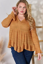 Hailey & Co Full Size V-Neck Flounce Sleeve Blouse Woman Blouses