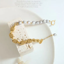 Half Pearl Half Chain Stainless Steel Bracelet Necklaces