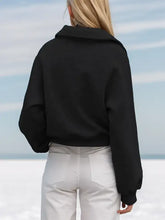 Black half zip long sleeve sweatshirt for women