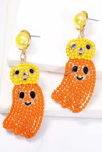 Halloween ghost shape dangle earrings with beaded pumpkins and ghosts